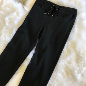 Black Lace Up Leggings